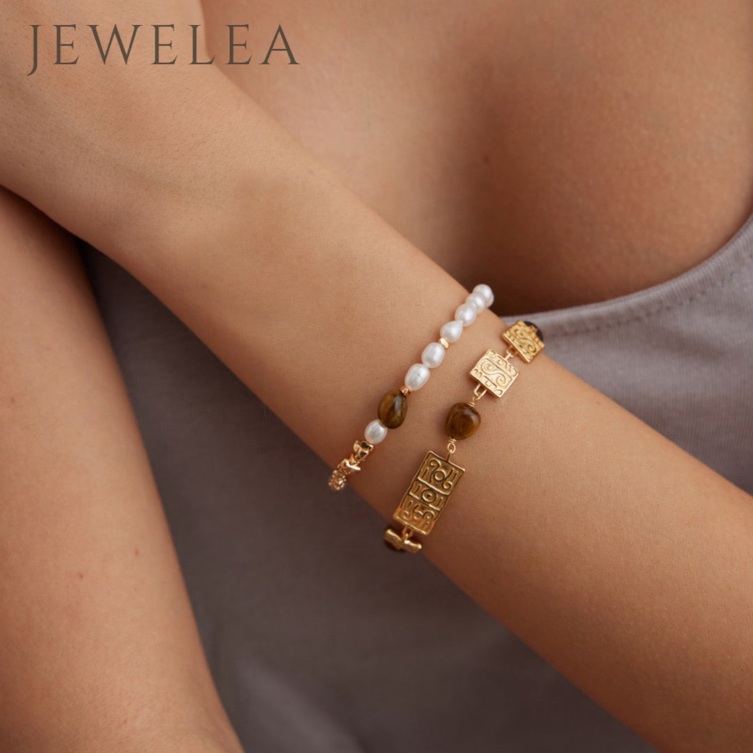 Bracelet en argent S925 perles naturelles et œil de tigre