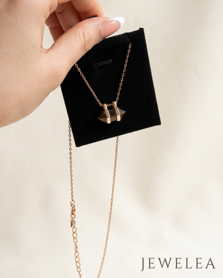 Collier avec pendentif prisme œil de tigre géométrique en argent S925