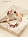 S925 Vintage Pearl & Red Hematoid Quartz Bracelet
