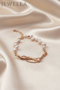 Bracelet S925 en argent perle de lave fondue et perle baroque