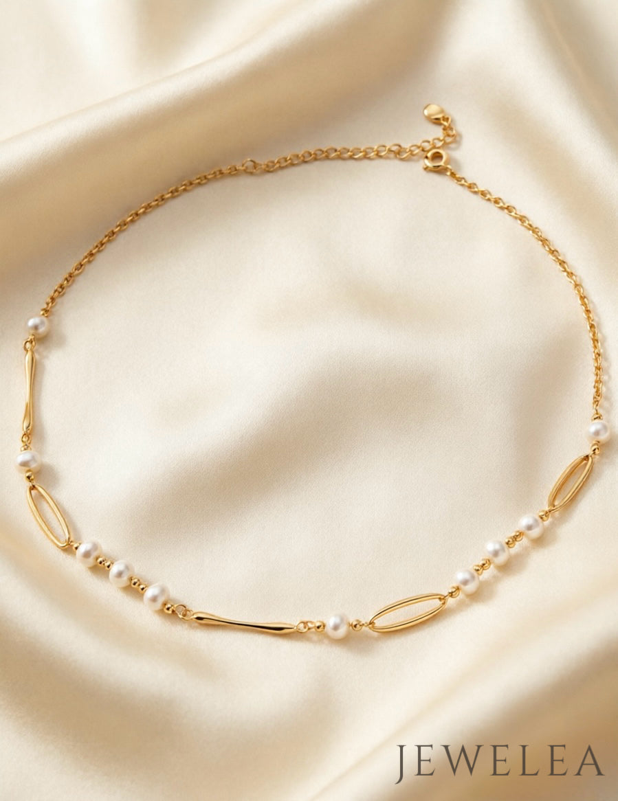 S925 The Geometric Orbit Pearl Necklace