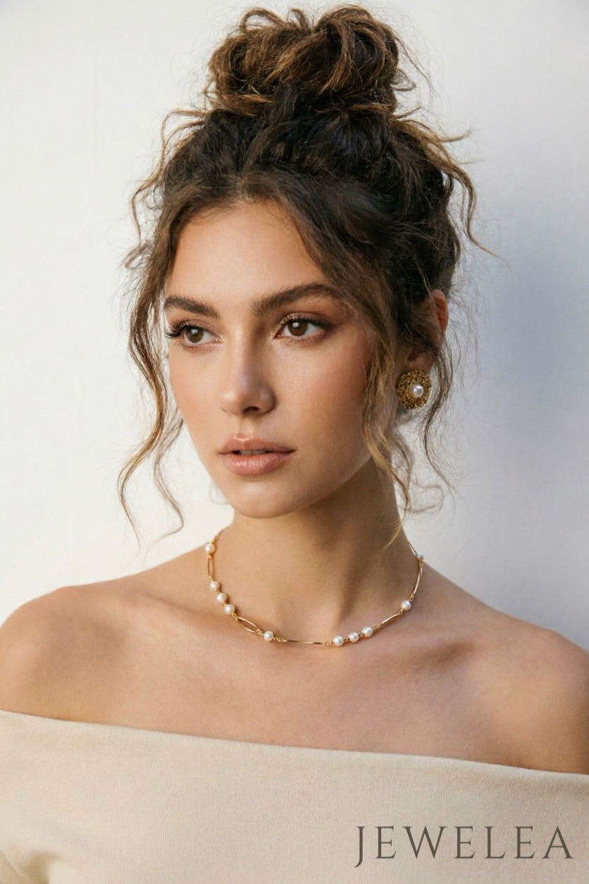 S925 The Geometric Orbit Pearl Necklace