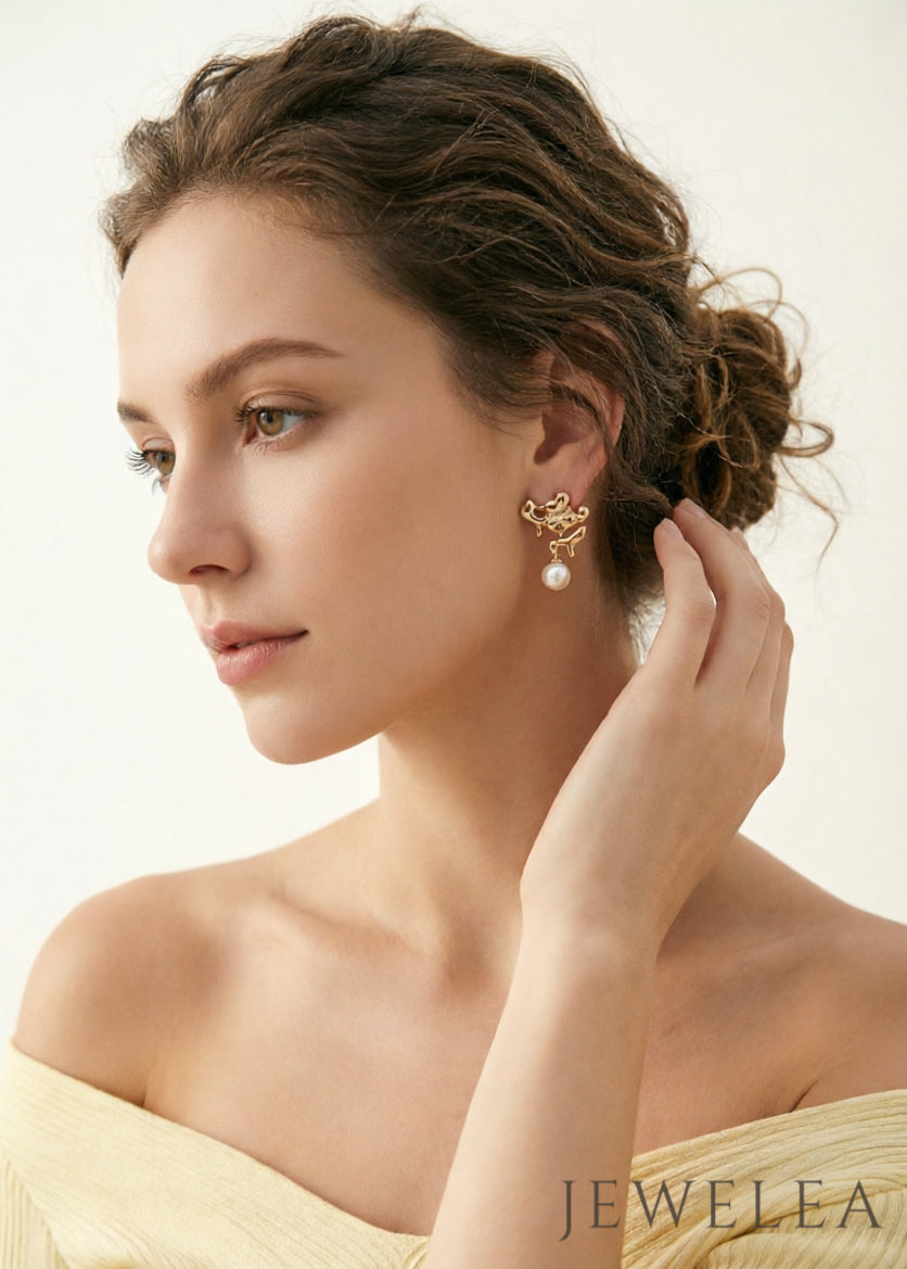 S925 The Molten Lava Pearl Earrings