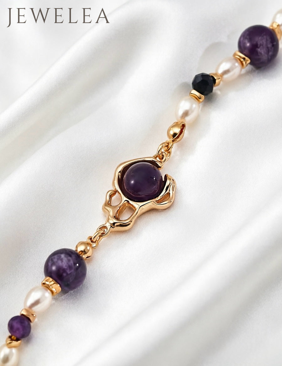 S925 The Molten Violet Crown Amethyst Strand Bracelet