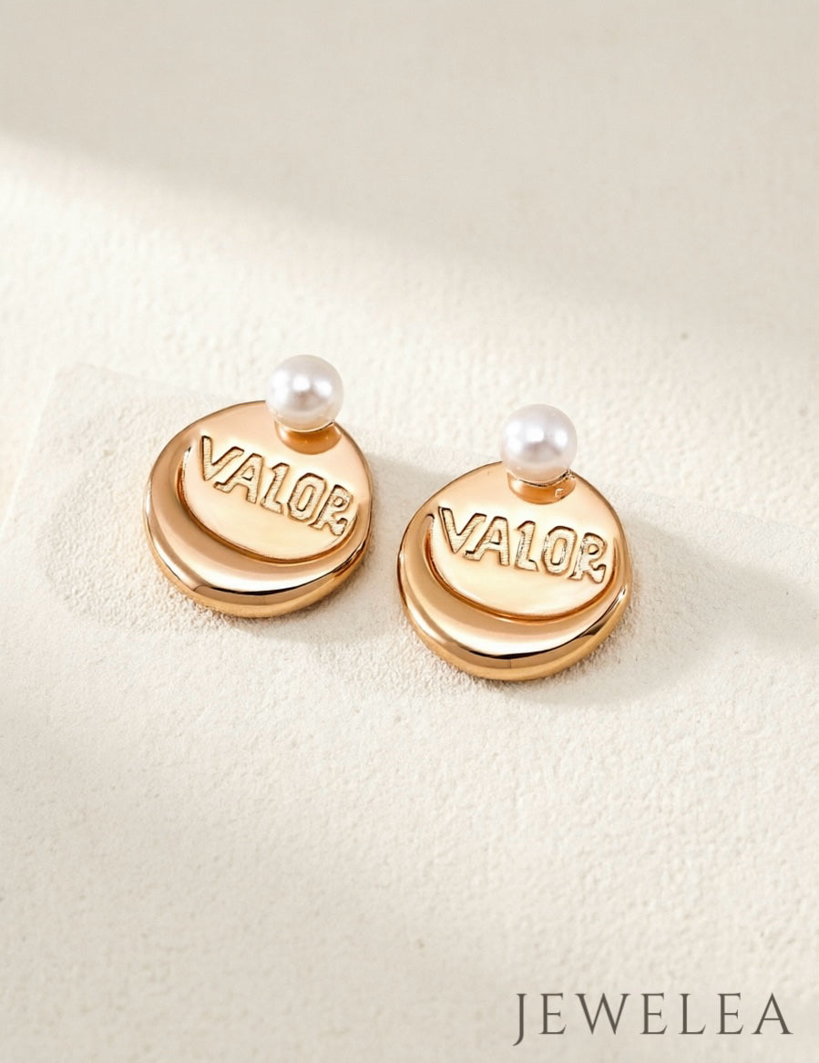 S925 "Brave Valor" Molten Double-Disc Pearl Earrings