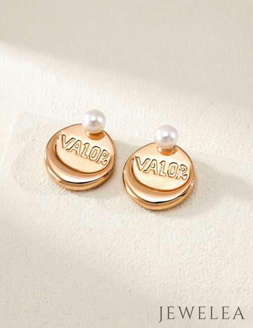 S925 "Brave Valor" Molten Double-Disc Pearl Earrings