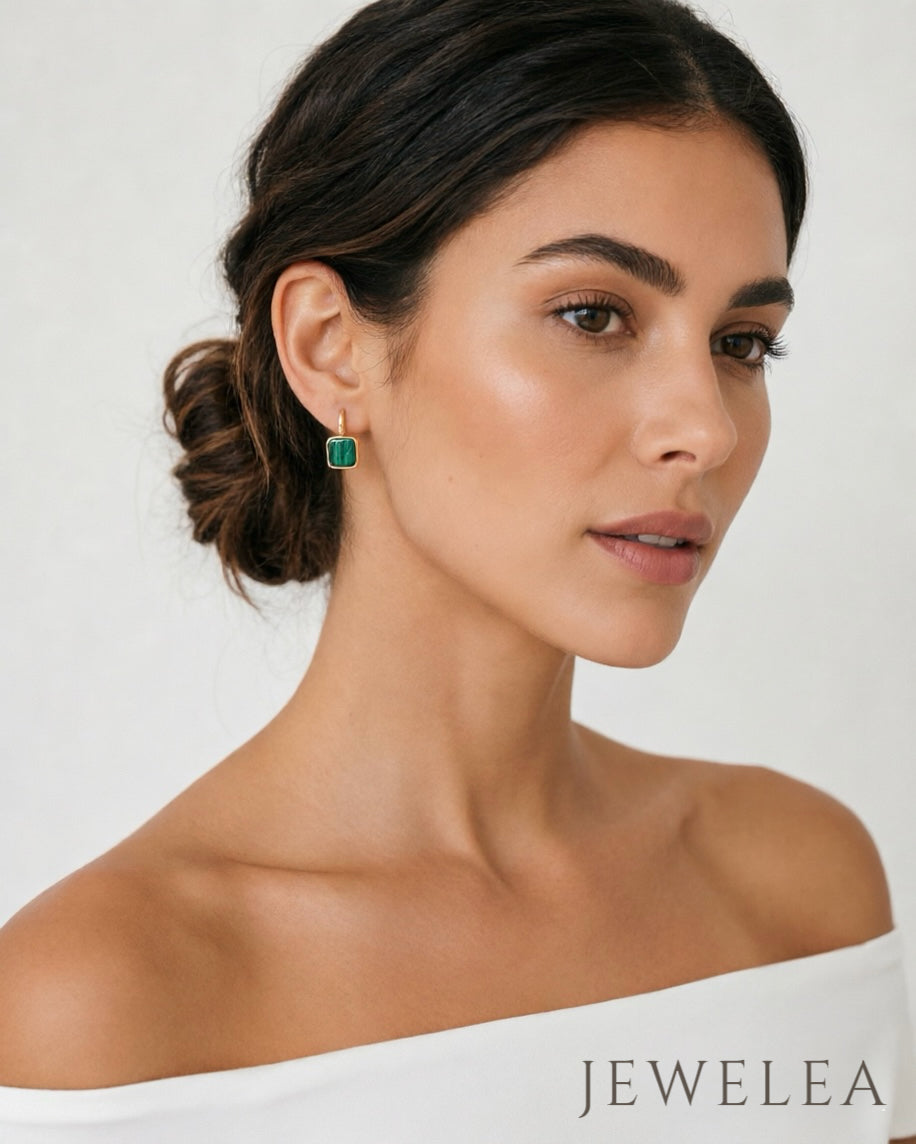 S925 The Velvet Canvas Malachite Hook Earrings