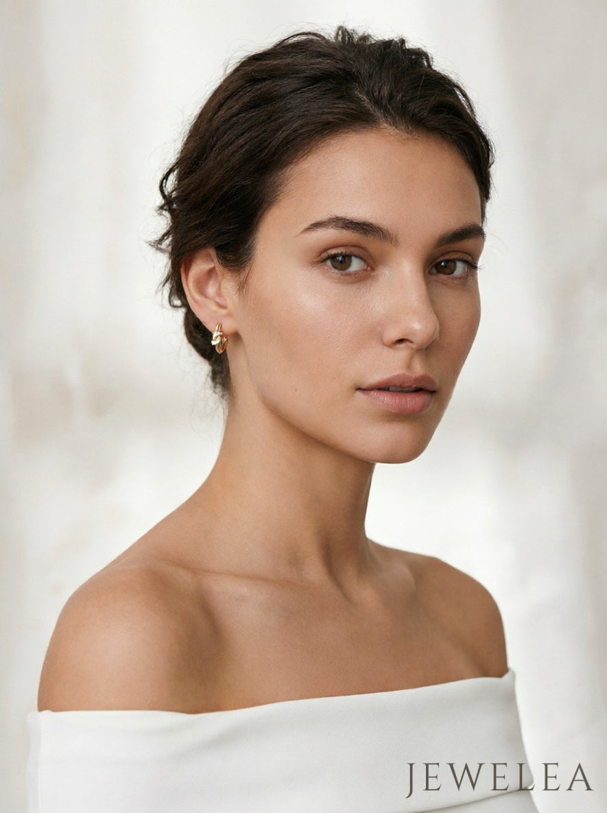 S925 "Interlocking Ribbon" Micro-Pave Knot Huggie Hoop Earrings